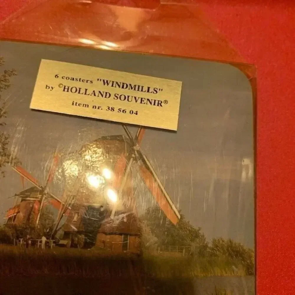 HOLLAND SOUVENIR WINDMILLS COASTERS SET OF 6 NEW
